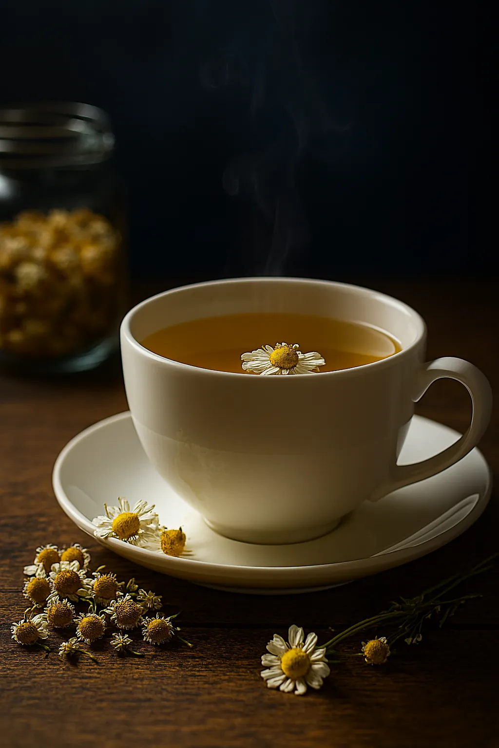 فنجان دمنوش بابونه برای آرامش اعصاب و کنترل پرخوری شبانه