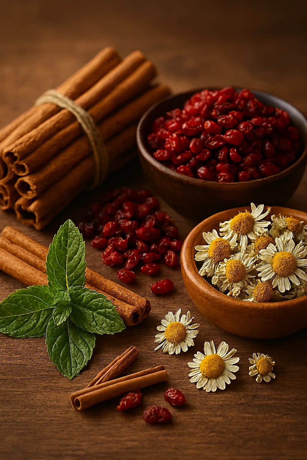 ترکیب دارچین، بابونه و نعناع برای تهیه دمنوش گیاهی لاغری