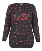 استایل با بافت زنانه مشکی و طرح قلب قرمز