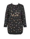 بافت زنانه مشکی قواره دار با طرح قلب زرد