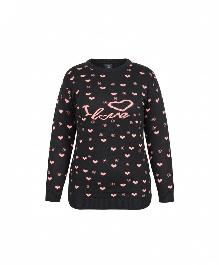 جزئیات بافت مشکی زنانه با قلب صورتی برجسته