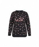 جزئیات بافت مشکی زنانه با قلب صورتی برجسته