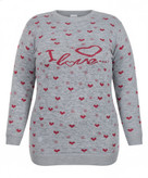 بافت قواره دار زنانه طوسی روشن با طرح قلب برجسته