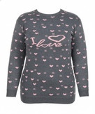 بافت زنانه فری سایز طوسی تیره مدل قلب