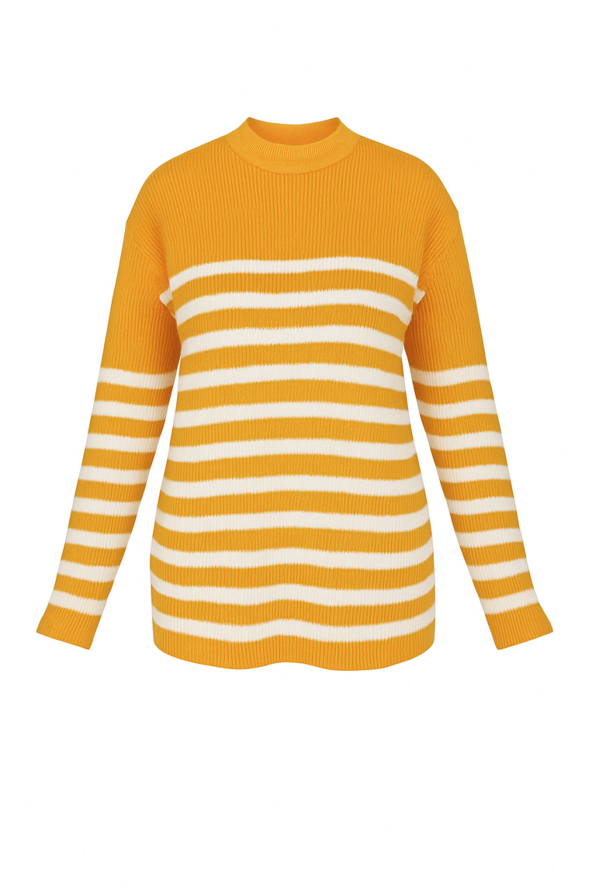 بافت قواره دار زنانه راه راه به رنگ زرد