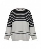 بافت زنانه فری سایز مدل خطی رنگ کرم