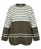 خرید بافت پاییزه زنانه مدل خطی رنگ سبز