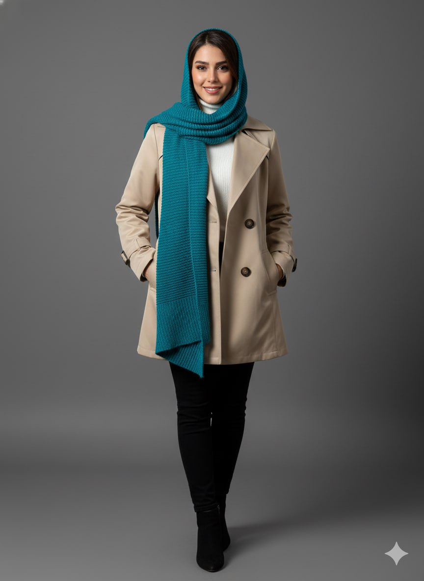 بارونی کوتاه زنانه کرم رنگ نمای کامل از جلو