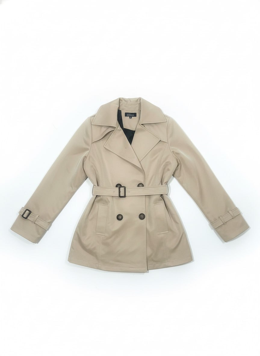 بارونی کوتاه زنانه آستردار به رنگ کرم