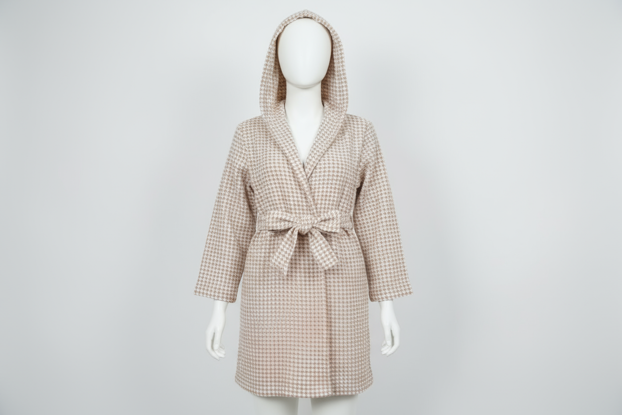 عکس پالتو پیچازی زنانه فری سایز رنگ نسکافه ای روشن