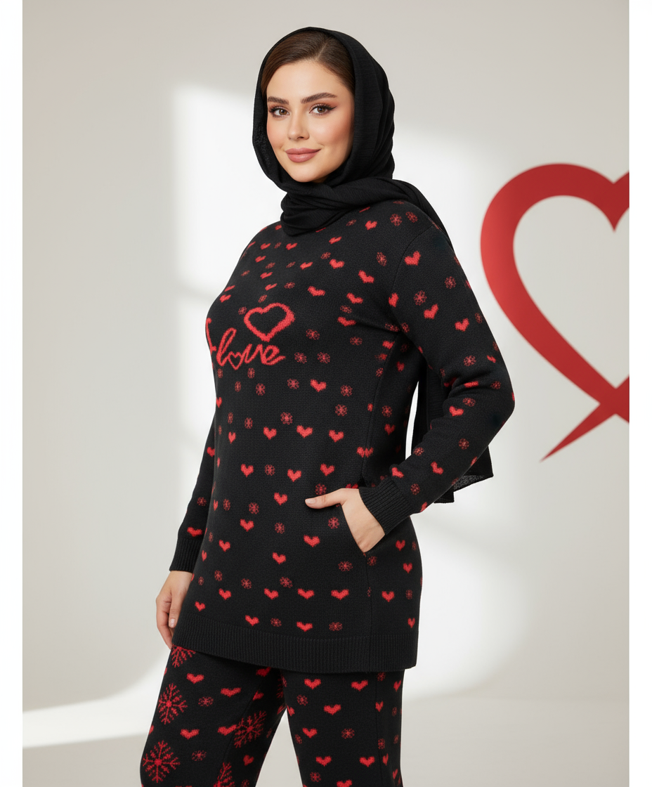 عکس اصلی بافت قواره دار طرح قلب قرمز