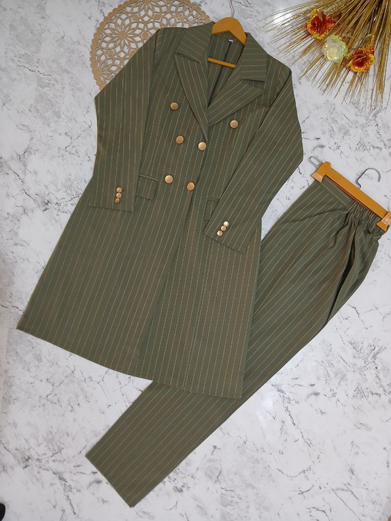 مانتو شلوار اداری دیپلمات سبز دوخت تمیز