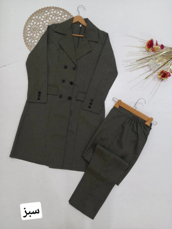 مانتو شلوار اداری دیپلمات سبز یشمی با پارچه باکیفیت و دوخت استاندارد