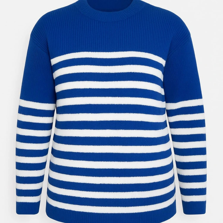 بافت زنانه راهراه آبی با طراحی مدرن و مناسب استایل دانشجویی