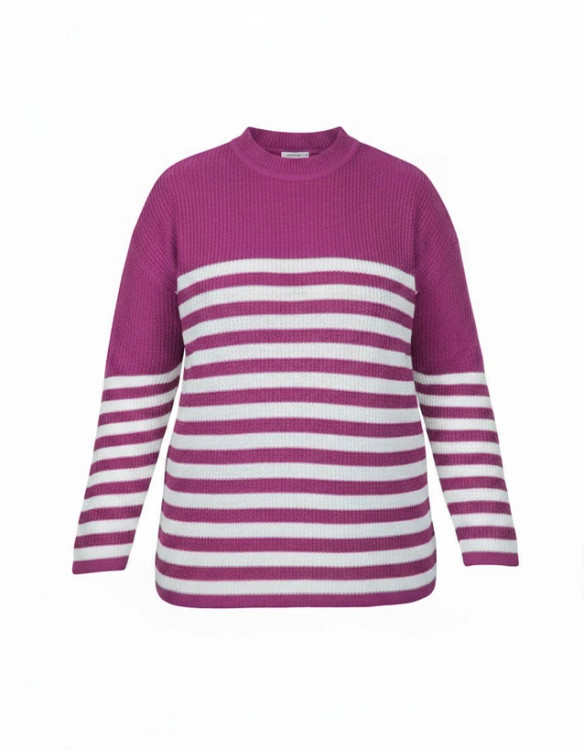 بافت زنانه راهراه بنفش برای استایل خاص و متفاوت در محیط کار و دانشگاه