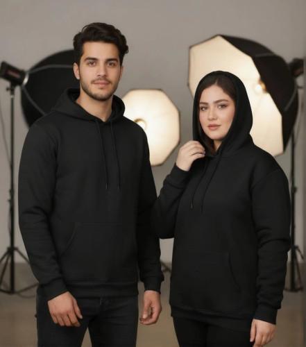 هودی تو کرکی زنانه مشکی با طراحی اسپرت و راحت مناسب استایل خیابانی