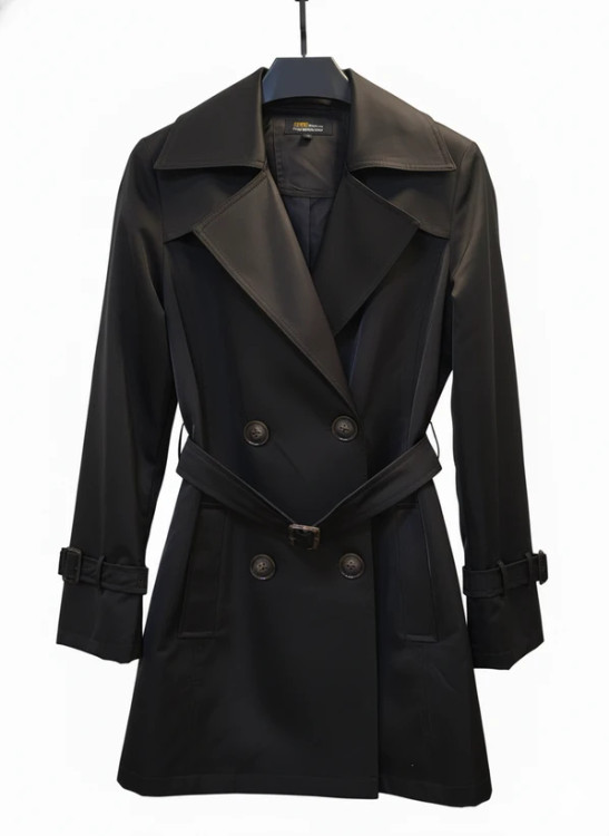 مانتو بارانی زنانه آستردار مشکی کلاسیک و جذاب مناسب استایل رسمی