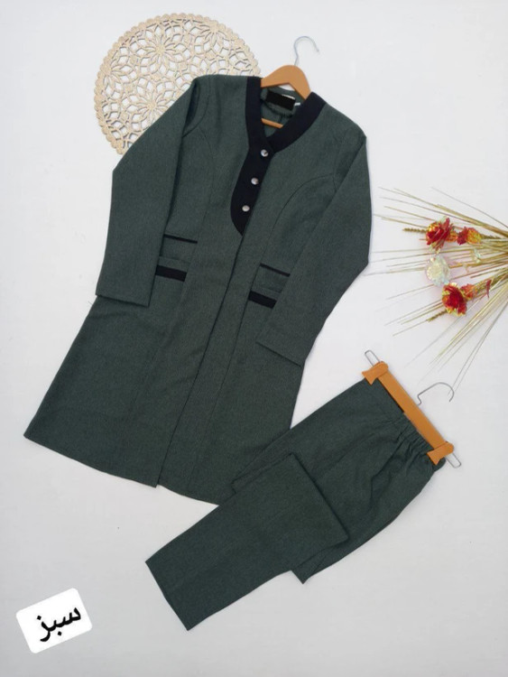 مانتو شلوار اداری زنانه ترکیبی ساده و رسمی با پارچه باکیفیت