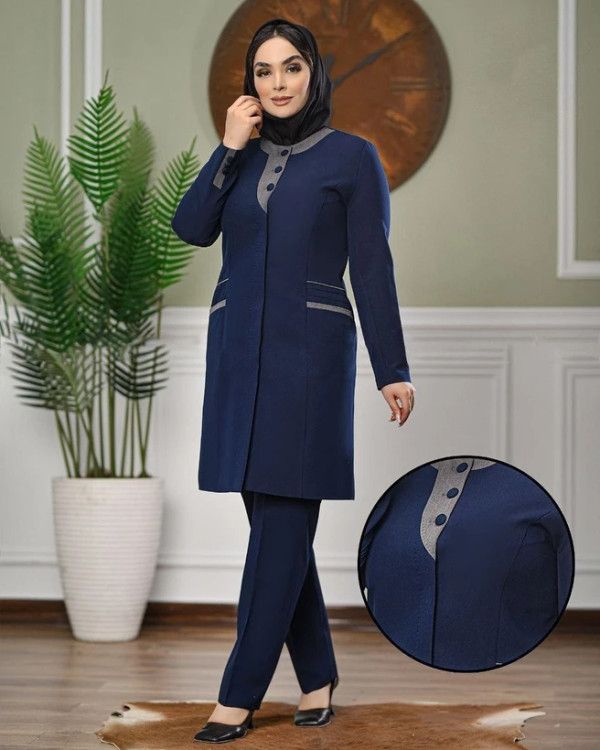 مانتو شلوار زنانه اداری ترکیبی شیک مناسب استفاده روزانه در محیط کار