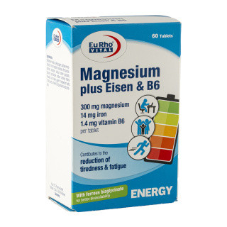 قرص منیزیم پلاس آیزن و B6 یوروویتال 60 عددی