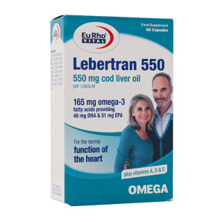 کپسول امگا 3 یوروویتال Lebertran 550 بسته 60 عددی