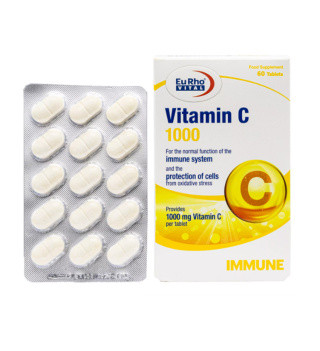 قرص ویتامین C 1000 میلی گرم یوروویتال بسته 60 عددی
