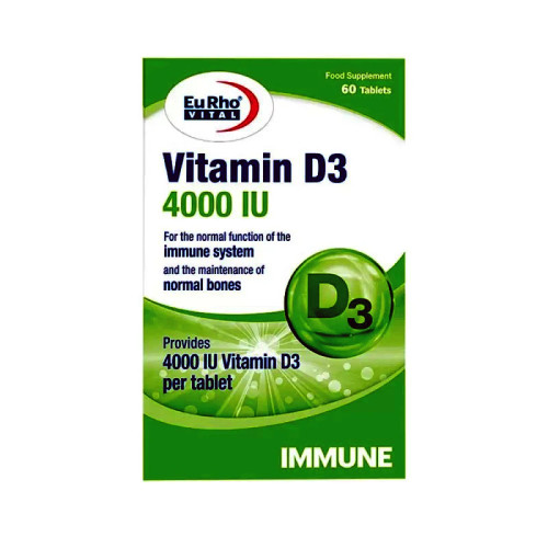 قرص ویتامین D3 یوروویتال 4000 IU بسته 60 عددی