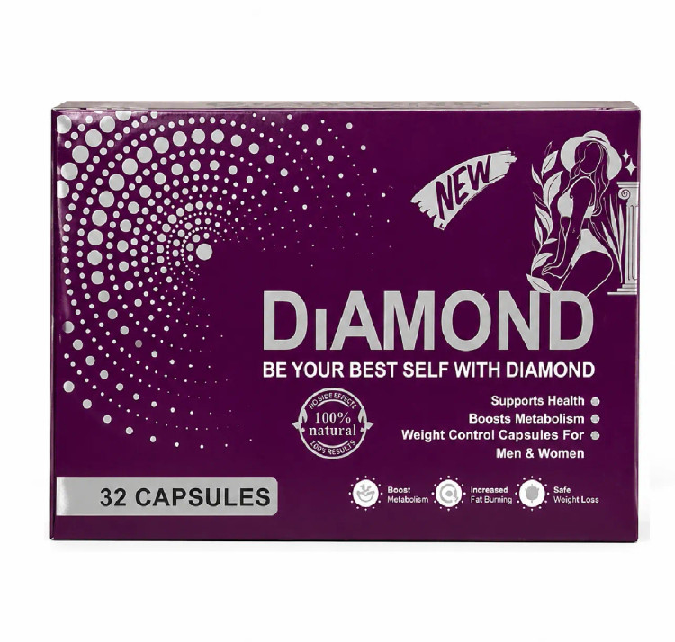 نمای کامل قرص لاغری دیاموند گیاهی Diamond در جعبه اصلی محصول