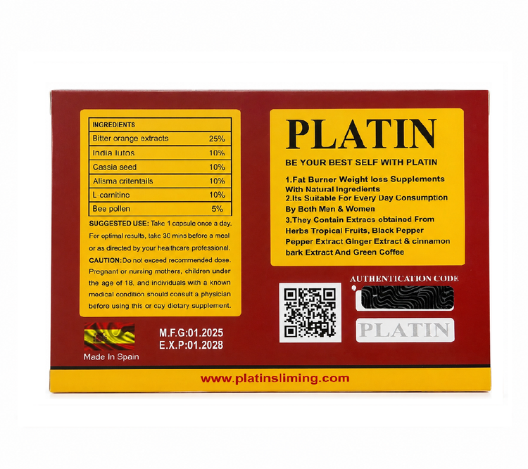 قرص لاغری پلاتین قرمز ۳۵ عددی | PLATIN Slimming | چربیسوز قوی و کاهش اشتها - Image 2